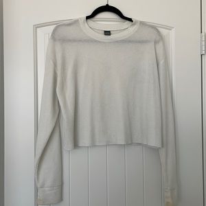 White, long sleeve top, size L